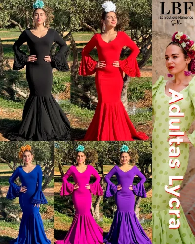 LBF Traje de flamenca Lycra. Tallas desde XS a XXL