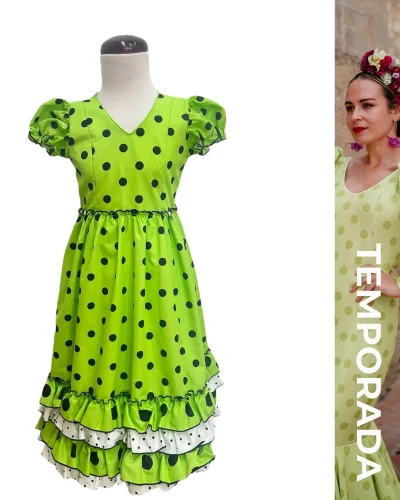 LBF Traje de flamenca bata Lola Popelin. Tallas 2, 4 y 6