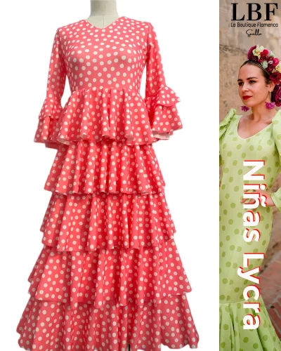LBF Traje de flamenca niña lycra lunar