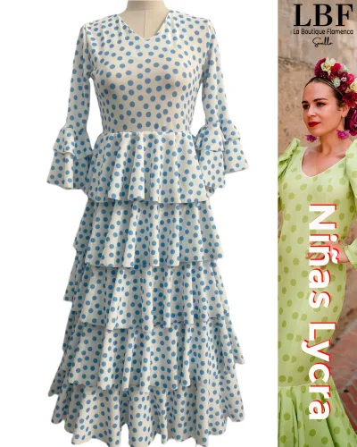 LBF Traje de flamenca niña lycra lunar