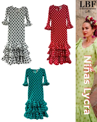 LBF Traje de flamenca niña lycra lunar