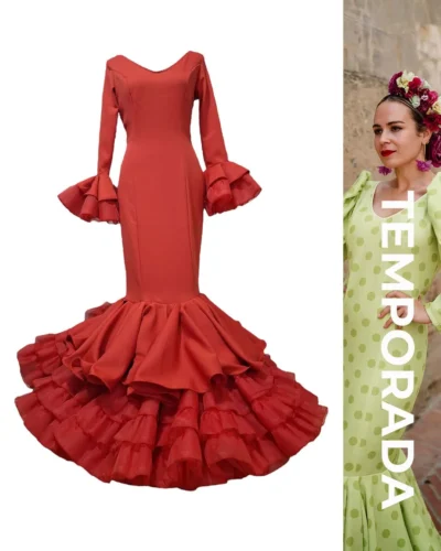 LBF Traje flamenca Clavelina Lycra bioelastica. Talla 42