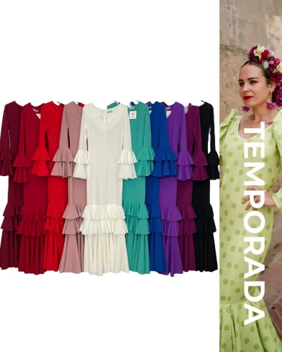 LBF Traje de flamenca tres volantes especiales. Talla xs a xxl