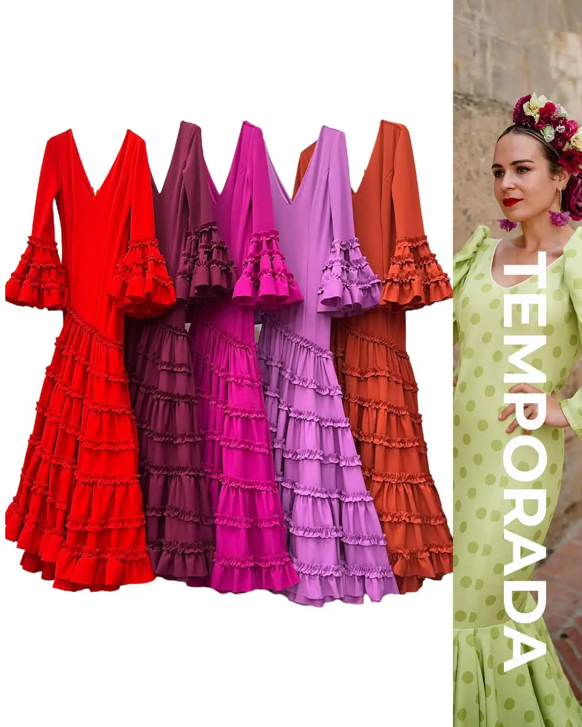 LBF Traje de flamenca IRENE lycra. Talla xs-xxl