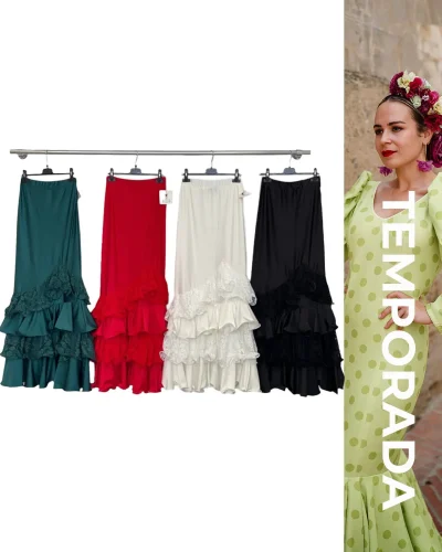 LBF Falda flamenca blonda lycra. Talla Única