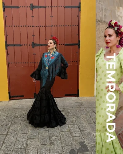 LBF Traje de flamenca IRENE jacquar. Talla 34 a 46 varios colores