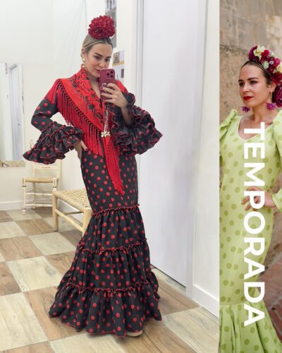 LBF Traje de flamenca Córdoba lunar Strech. Tallas 34 a 48 varios colores