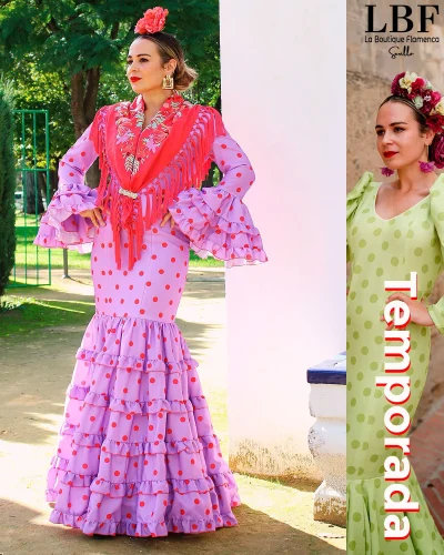LBF Traje de flamenca strech Dalia malva canastero. Tallas desde 38 a 44