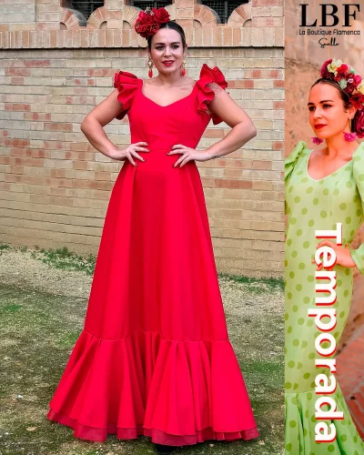 LBF Traje de flamenca strech Melissa liso. Varios colores y tallas
