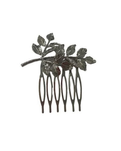 Peine de rama de hojas plateado