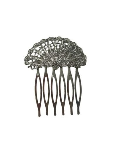 Peine de abanico plateado de filigrana