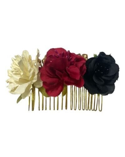 Peine de flores blanca, roja y negra