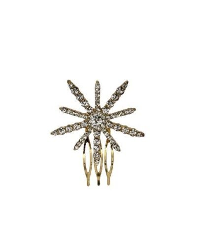 Peine de estrella grande dorado con piedra