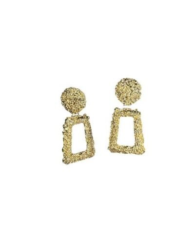 Pendientes cuadrados rugosos dorados