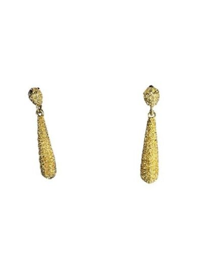 Pendientes lagrima rugosa dorada niña