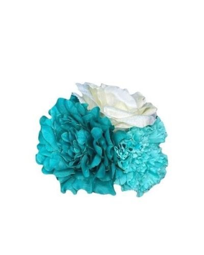 Ramillete de peonia verde agua , rosa blanca y clavel verde agua