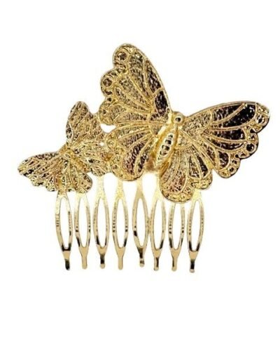 Peine doble mariposa dorado