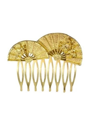 Peine doble abanico dorado