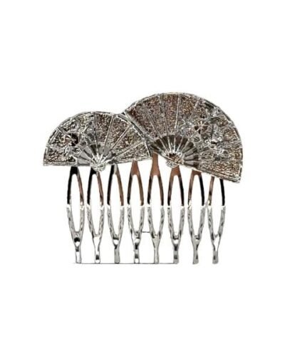 Peine doble plateado abanico