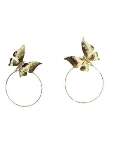 Pendientes aro con mariposa dorado
