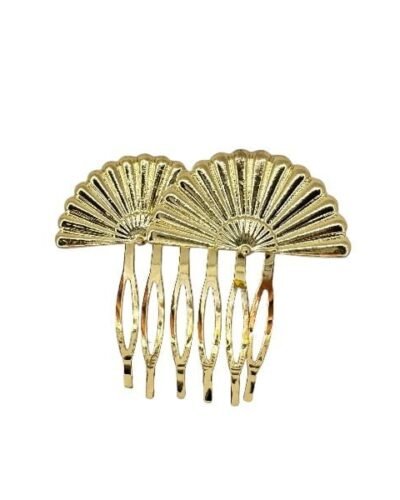 Peine doble abanico dorado