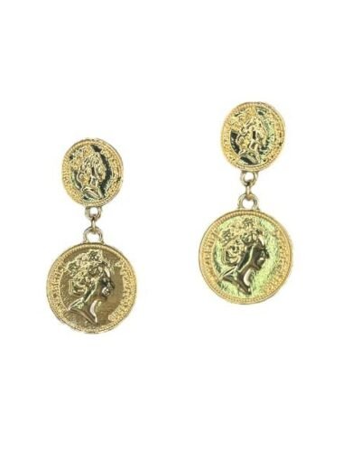 Pendientes niña monedas doradas