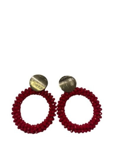 Pendientes aro de perlas rojas