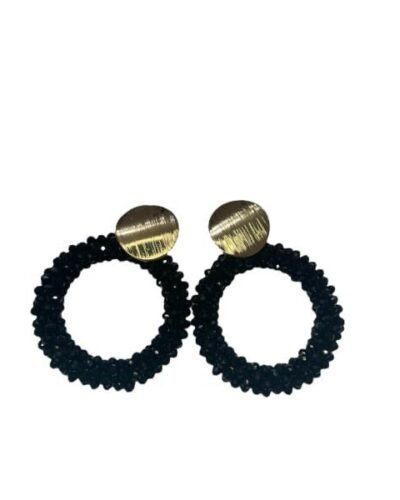 Pendientes aro de perlas negro