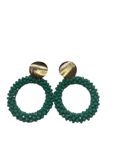 Pendientes aro de perlas verde agua