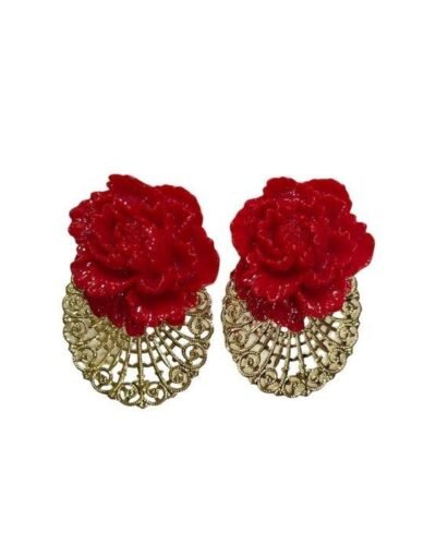 Pendientes lágrimas rosa roja