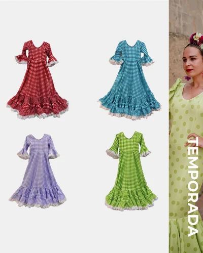 LBF Traje de flamenca bata vichy. Tallas 6 y 8