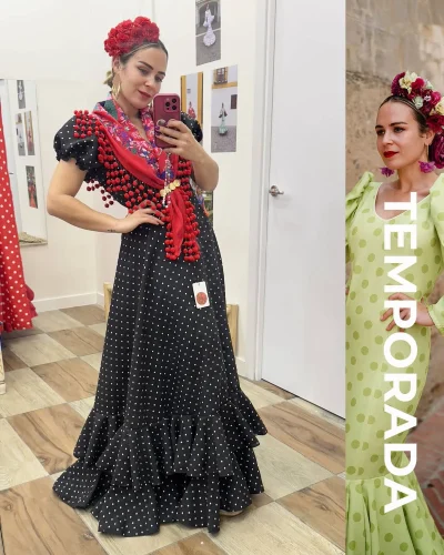 LBF Traje de flamenca Farolillo lunar Strech. Tallas 34 a 48 varios colores