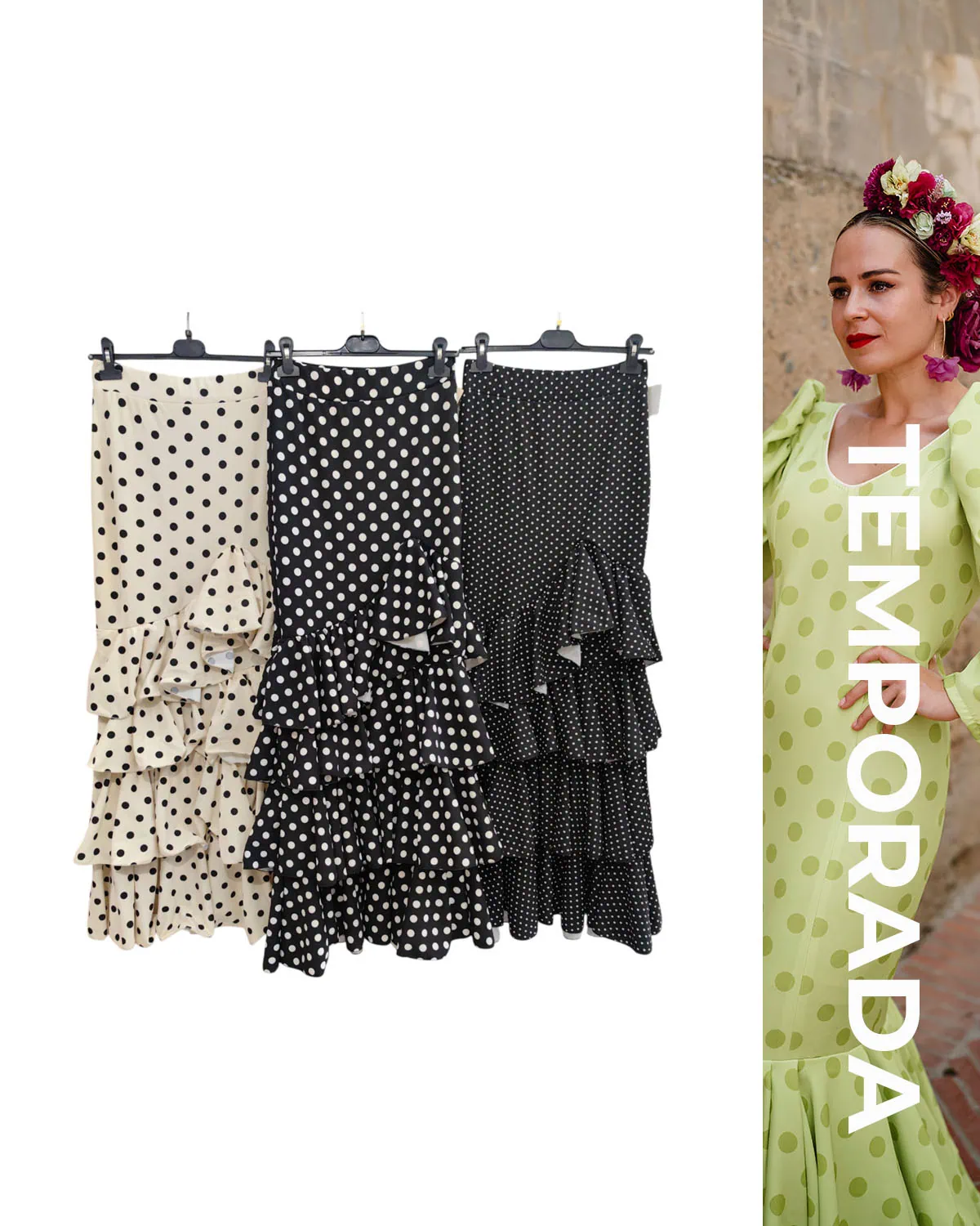 LBF Falda cuatro volantes lunares