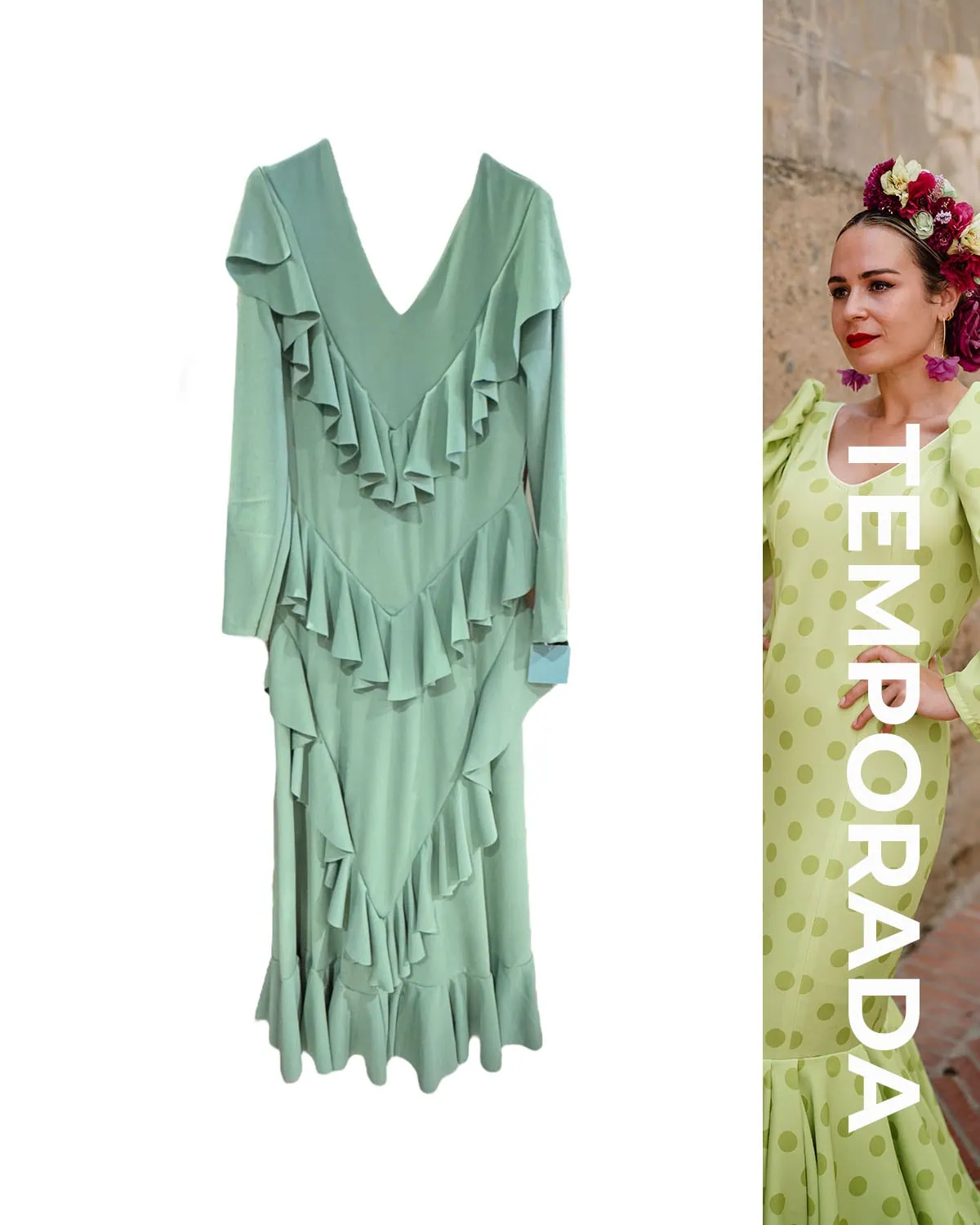 LBF Traje de flamenca multivolantes. Tallas xs a xxl