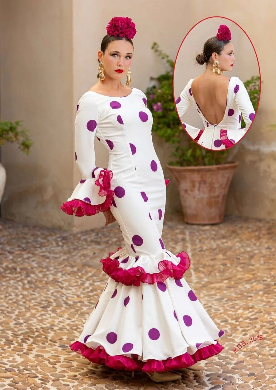 LBF Traje de flamenca Hibisco lunar. Talla 34 A 42 varios colores - Imagen 4