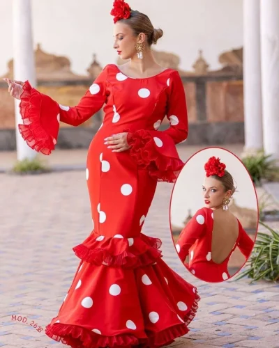 LBF Traje de flamenca Hibisco lunar. Talla 34 A 42 varios colores