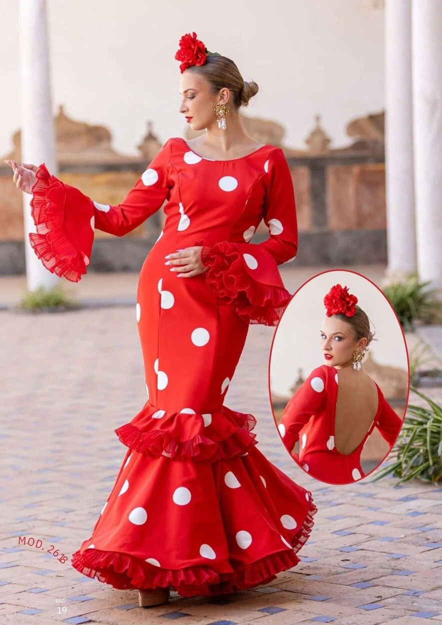 LBF Traje de flamenca Hibisco lunar. Talla 34 A 42 varios colores