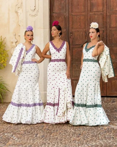 LBF Traje de flamenca Junco strech sin mangas. Talla 34 A 46 varios colores