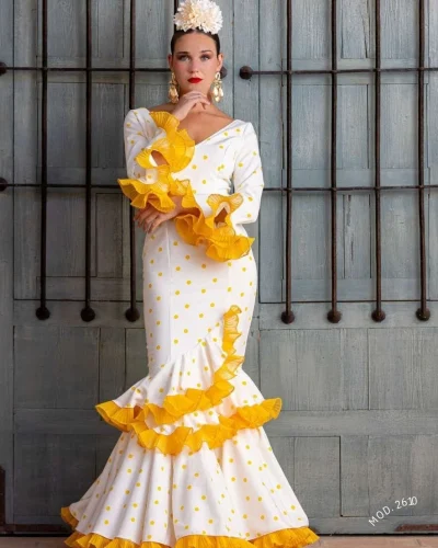 LBF Traje de flamenca Cala Lycra Bioleástica. Talla 34 A 46 varios colores