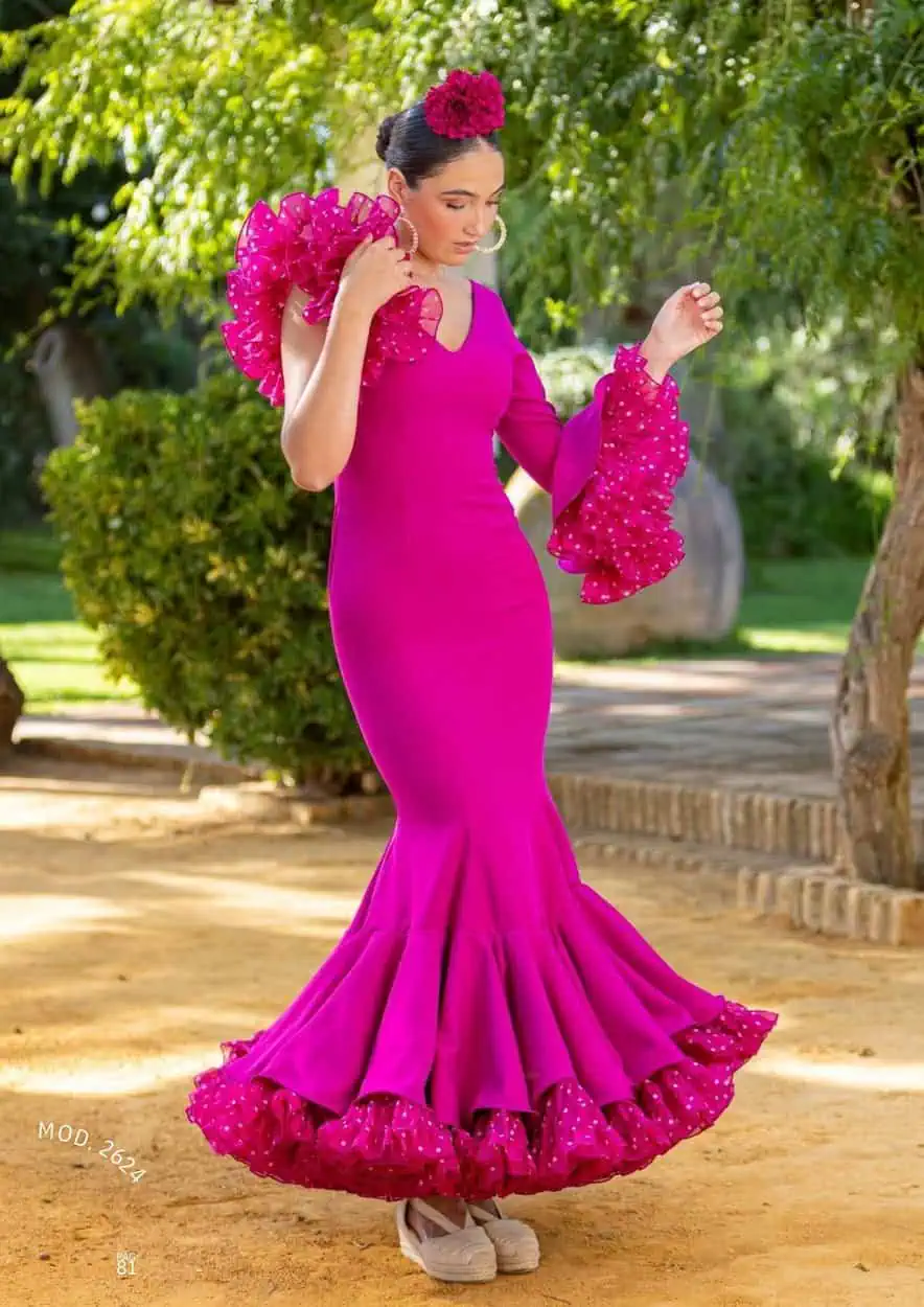 LBF Traje de flamenca Lirio. Talla 34 A 46 varios colores - Imagen 2
