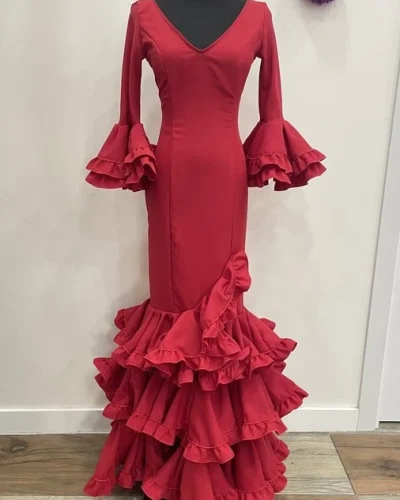 LBF Traje de flamenca Sevilla especial liso. Talla 34 A 46 varios colores