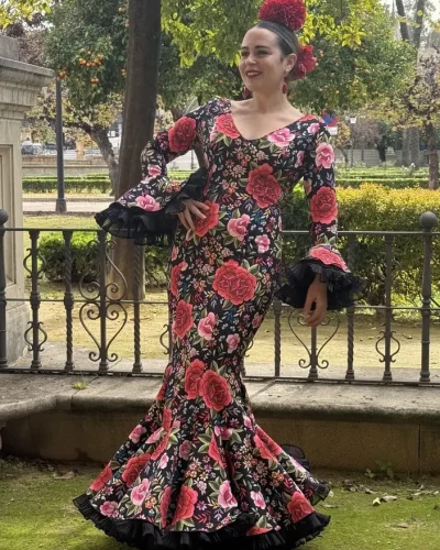 LBF Traje de flamenca Manila Lycra bioelástica. Talla 34 A 46