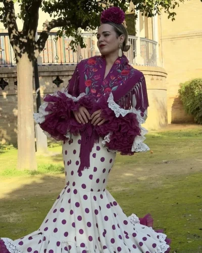 LBF Traje de flamenca Carmen lunar Lycra Bioelástica. Talla 34 A 46 varios colores