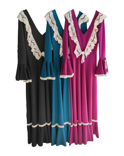 LBF Traje de flamenca Bata lycra tira bordada. Talla XS A XXL