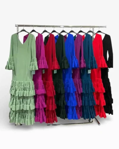 LBF Traje de flamenca tres volantes canastero. Talla XS A XXL