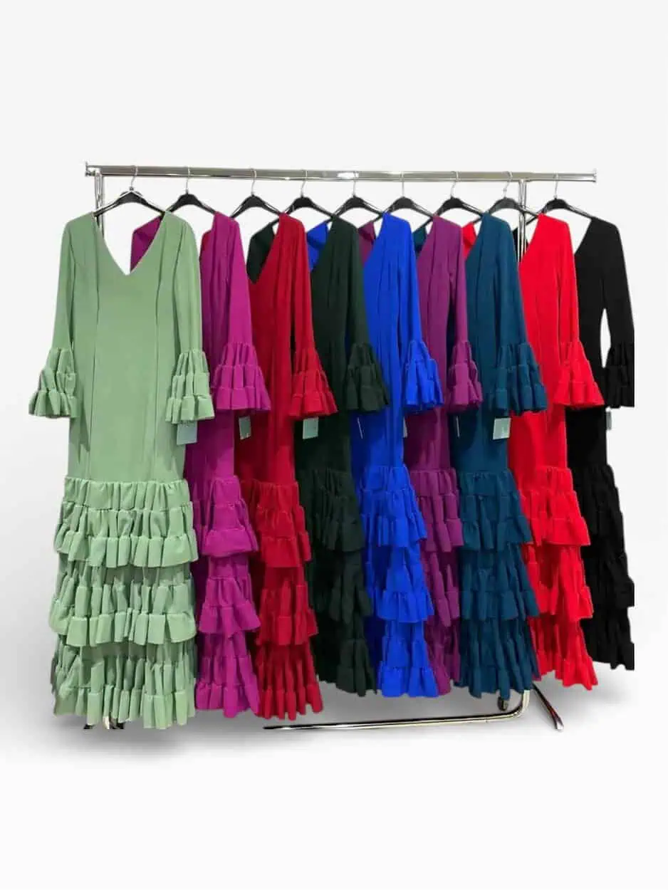 LBF Traje de flamenca tres volantes canastero. Talla XS A XXL