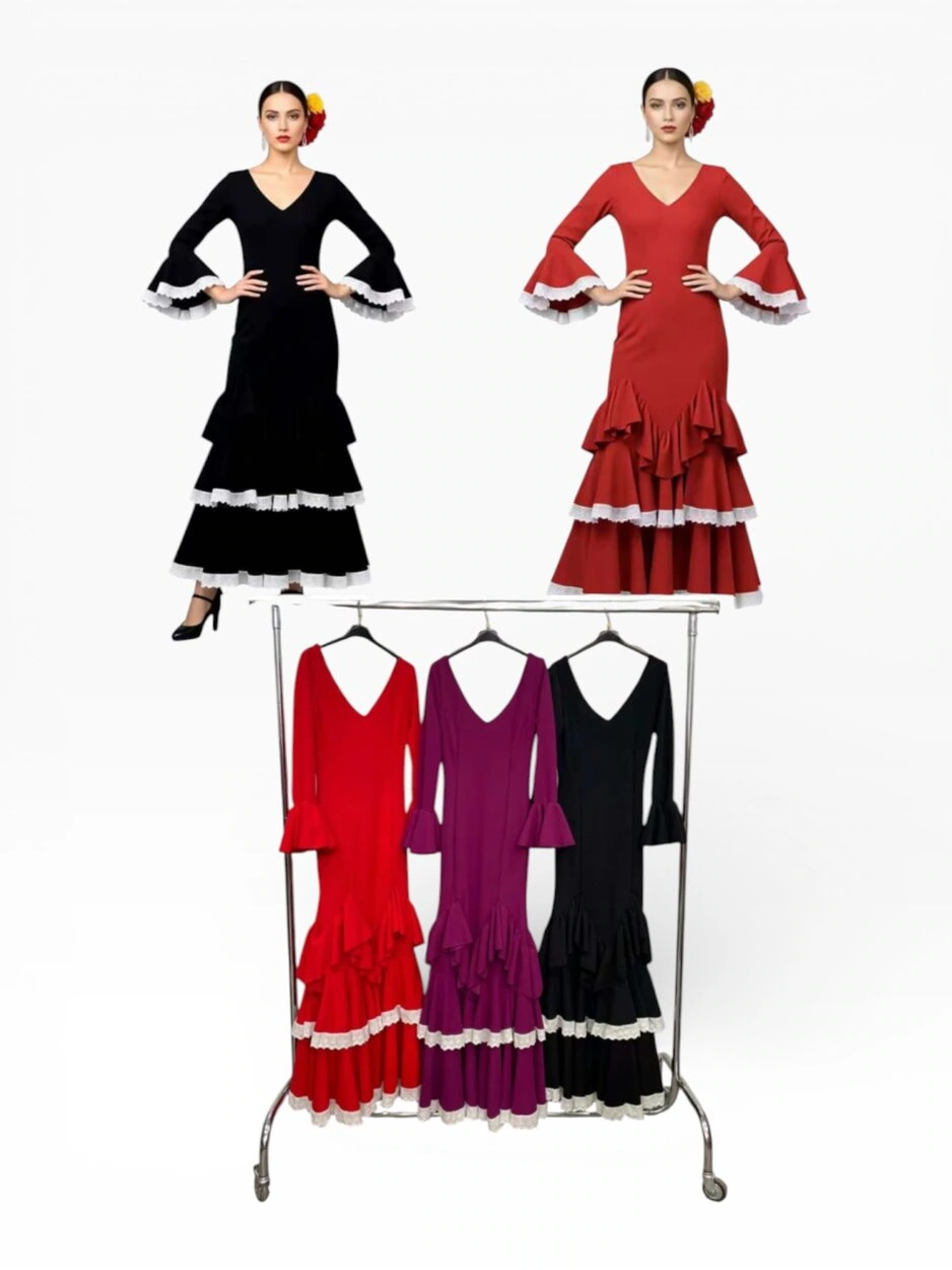 LBF Traje de flamenca lycra picos. Talla XS a XXL