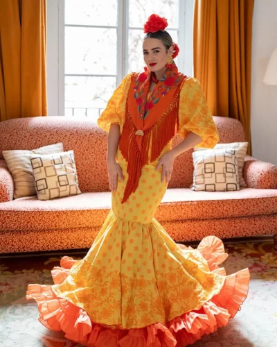 LBF Traje de flamenca Carla bordado. Tallas 34 a 46