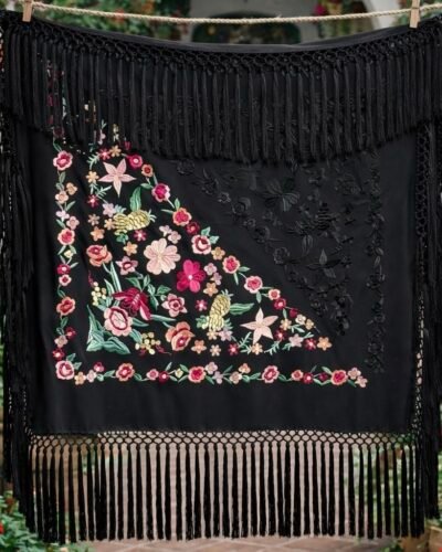 LBF Mantón de flamenca doble en bordado de color y monocolor. Varios colores