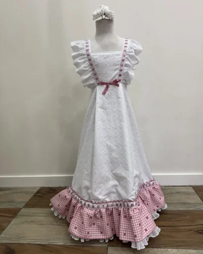 LBF Traje de flamenca Bata perforada vichy. Talla 2-12 varios colores igual madre e hija
